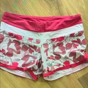Women’s Athletic Floral Running Shorts - Pink/White